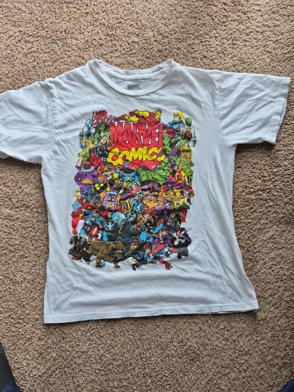 Marvel Multicolor Superhero Collage kids Tee - White (Sz Small)